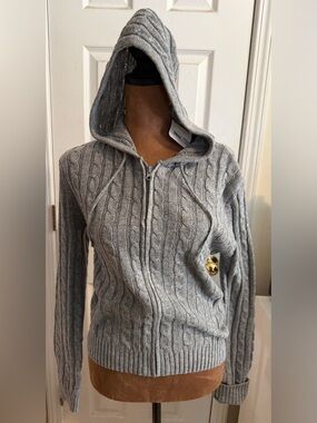 Range Charlie Heather Grey Cable Knit Zip-Up Hoodie